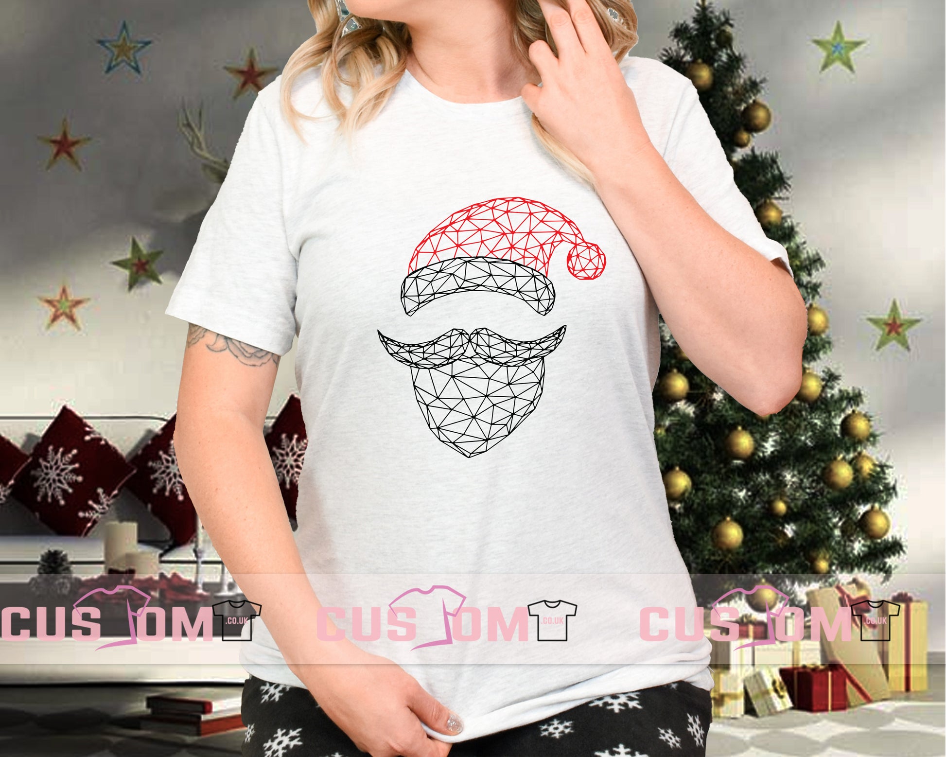Geometric Santa Father Christmas Shirt