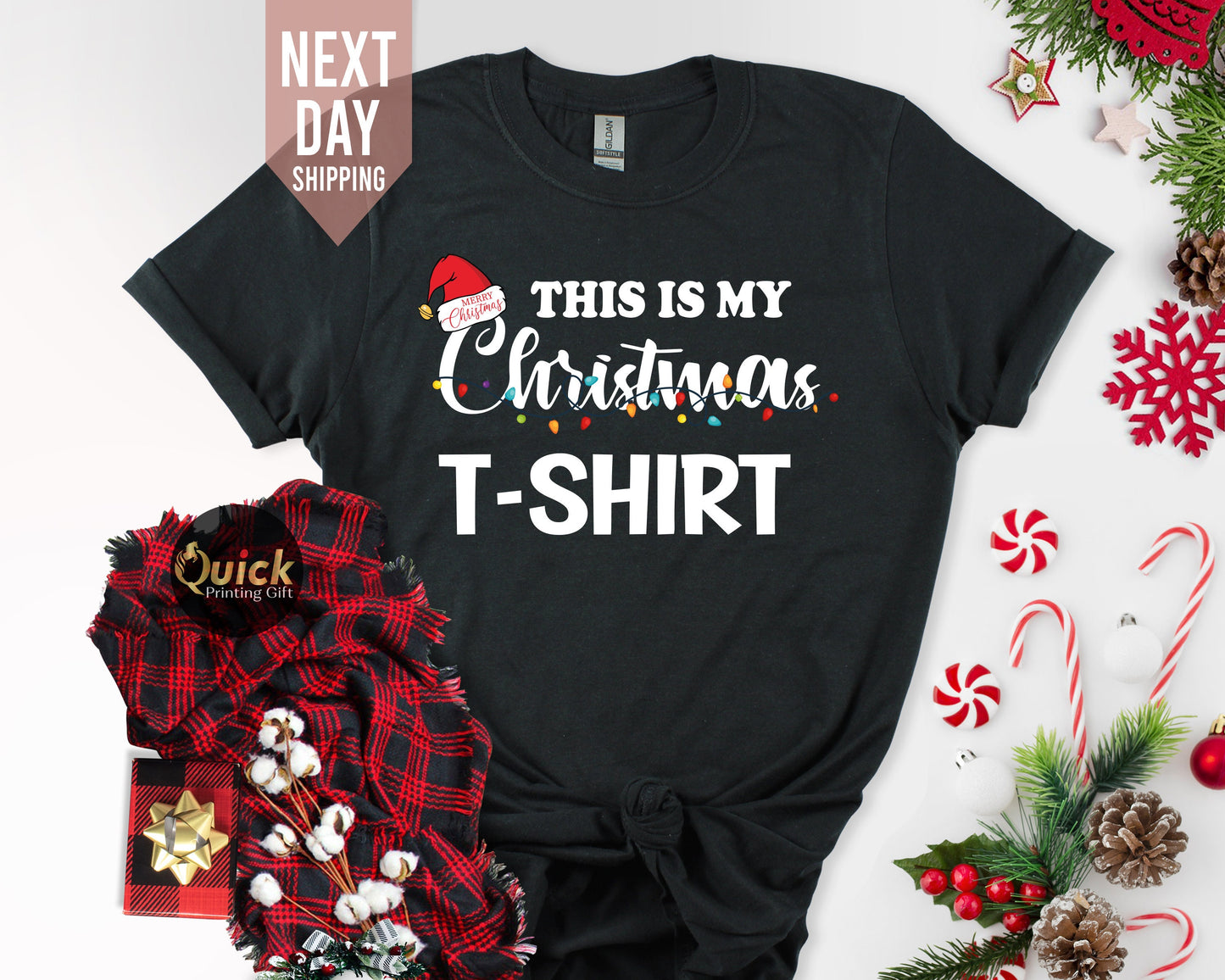 Funny Christmas TShirts Unisex Ladies, Matching Family Christmas Outfit, Santa Costume, Holiday T Shirt, Christmas Gifts for Her Him