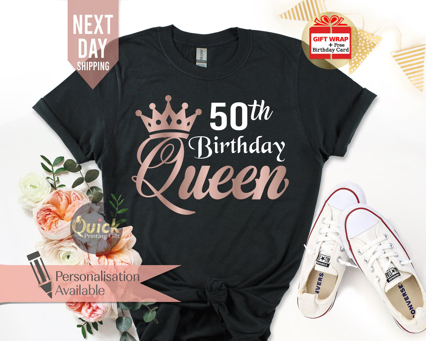 50th Birthday Queen T-Shirt: 1975 Vintage Gift