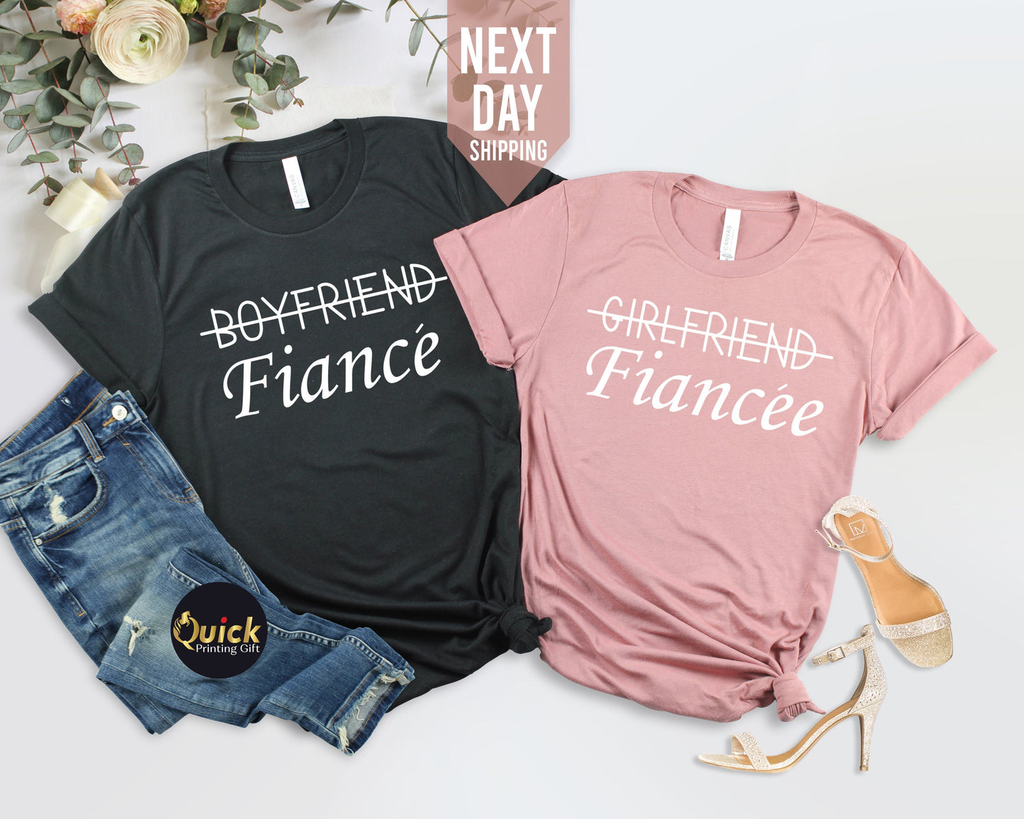 Girlfriend Fiancee Shirt, Boyfriend Fiance Shirt, Hubby Wifey Shirts, Bride Groom Matching Couple Tshirt, Honeymoon Tshirt, Gift for her him
