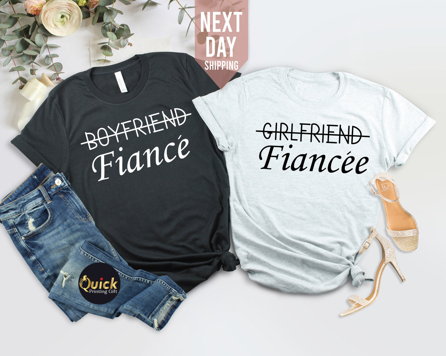 Girlfriend Fiancee Shirt, Boyfriend Fiance Shirt, Hubby Wifey Shirts, Bride Groom Matching Couple Tshirt, Honeymoon Tshirt, Gift for her him
