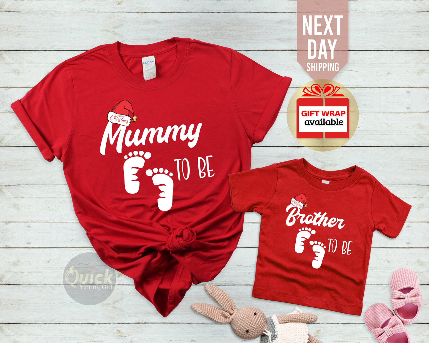 Mummy to be Christmas Tshirt, Pregnancy Tshirt, Baby Reveal Matching Couple Tshirt, Brother Sister to be Shirt, New Parents Xmas Gift