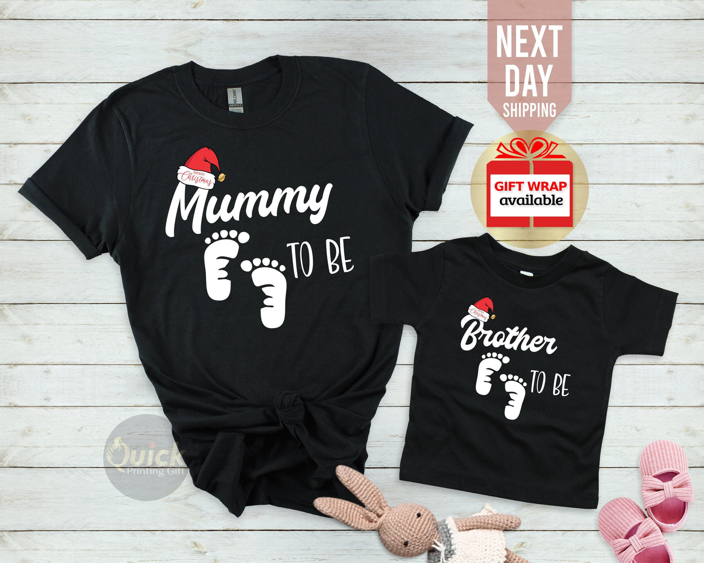 Mummy to be Christmas Tshirt, Pregnancy Tshirt, Baby Reveal Matching Couple Tshirt, Brother Sister to be Shirt, New Parents Xmas Gift
