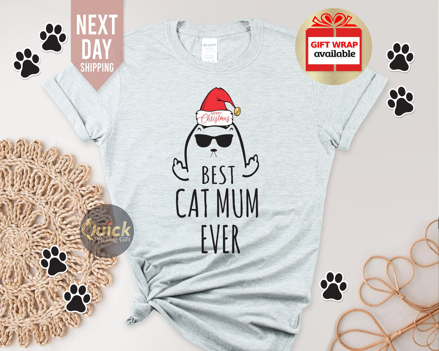 Christmas Cat Shirt, Funny Christmas Tshirt Women Men, Cat Lover Tshirt for Women Men, Cat lover Gift, Funny Christmas Gift for Mum
