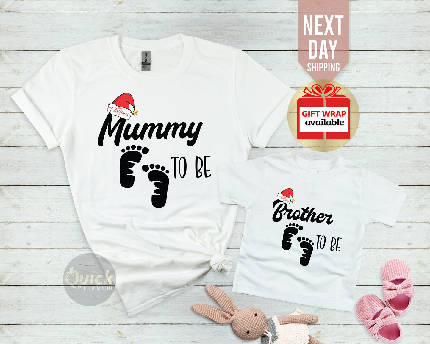 Mummy to be Christmas Tshirt, Pregnancy Tshirt, Baby Reveal Matching Couple Tshirt, Brother Sister to be Shirt, New Parents Xmas Gift
