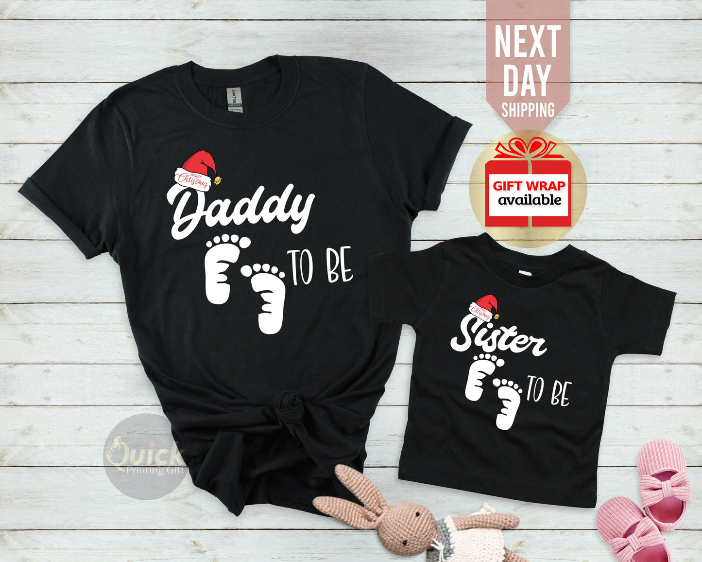 Daddy to be Christmas Tshirt, Pregnancy Announcement Tshirt, Matching Couple Tshirt, Brother Sister to be Shirt, New Dad Mum Shirt Gift