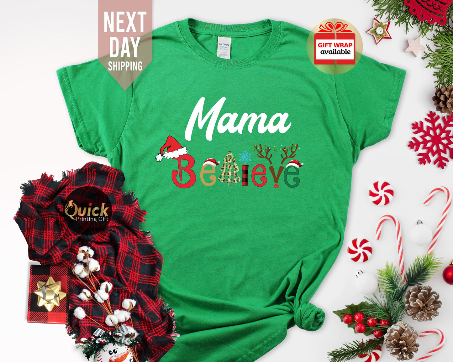 Personalised Family Matching Believe Christmas Shirts, Christmas Family Outfits, Christmas Party Shirt, Christmas Gifts for Dad Mum