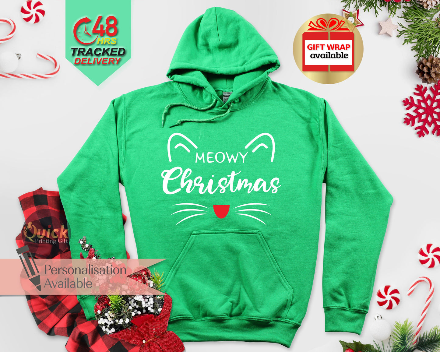 Funny Christmas Cat Hoodie: Unisex Couple Matching Gift