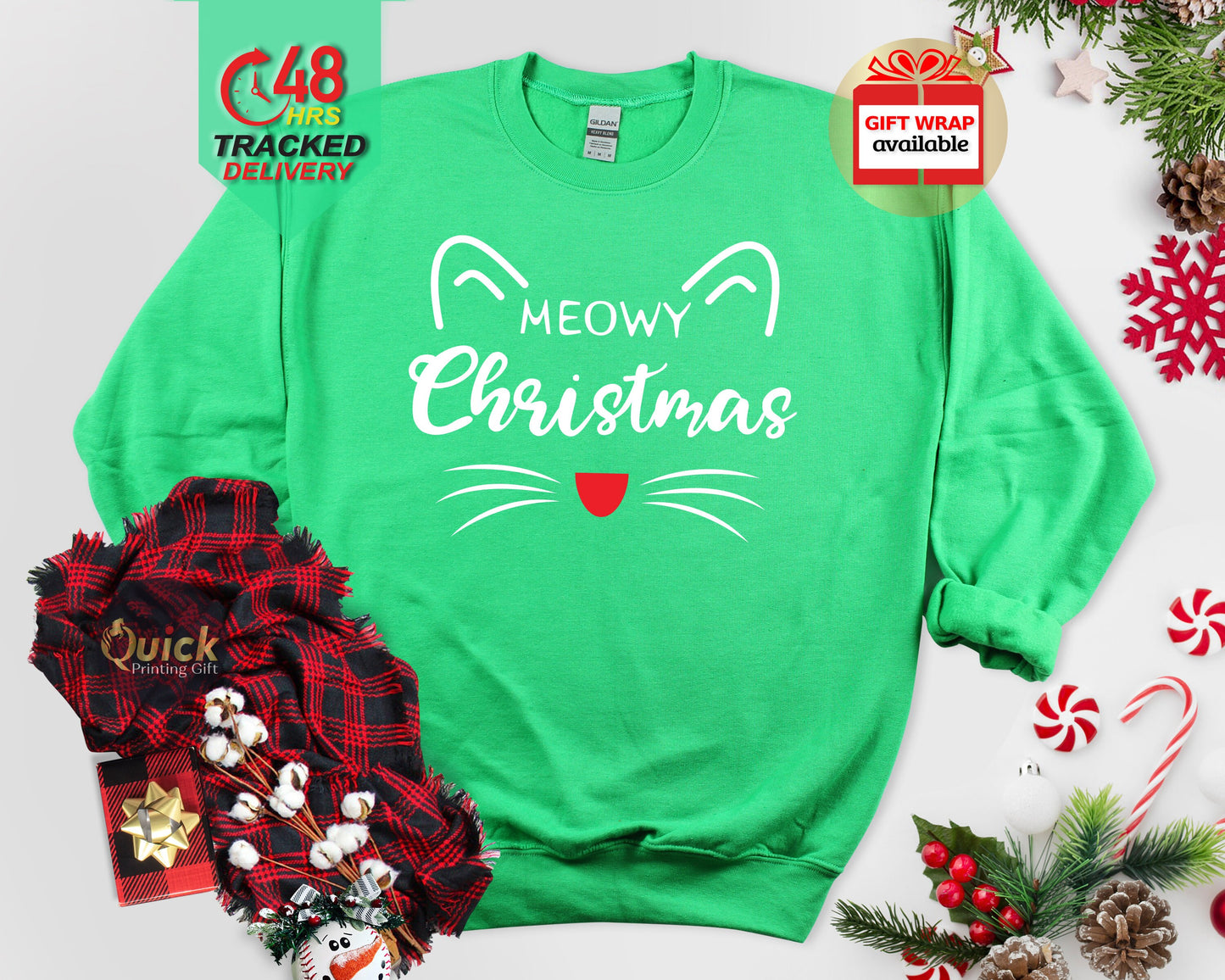 Cat Christmas Jumpers, Funny Christmas Jumpers for Women Men, Cat Lover Christmas Sweatshirt, Christmas gifts for Cat Mum