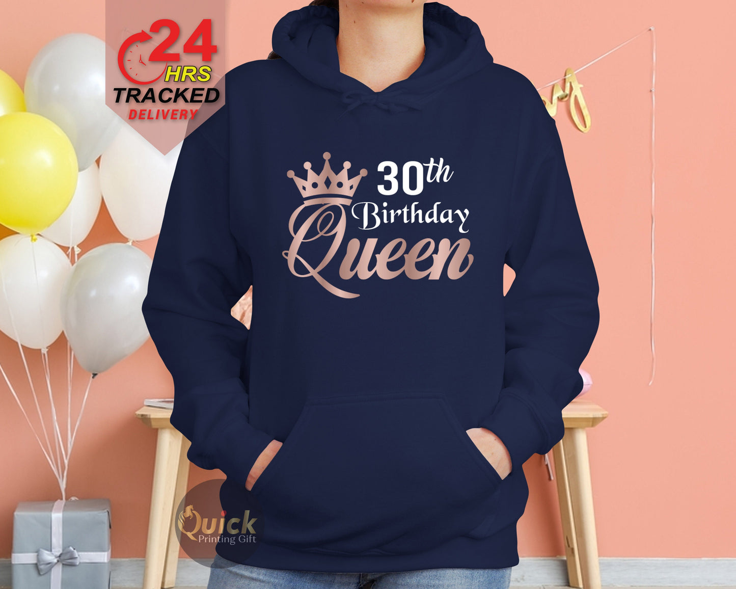 30th Birthday Gift for her, 30th Birthday Gift Hoodie for Women, Birthday Queen Hoodie, Personalised Christmas Gifts