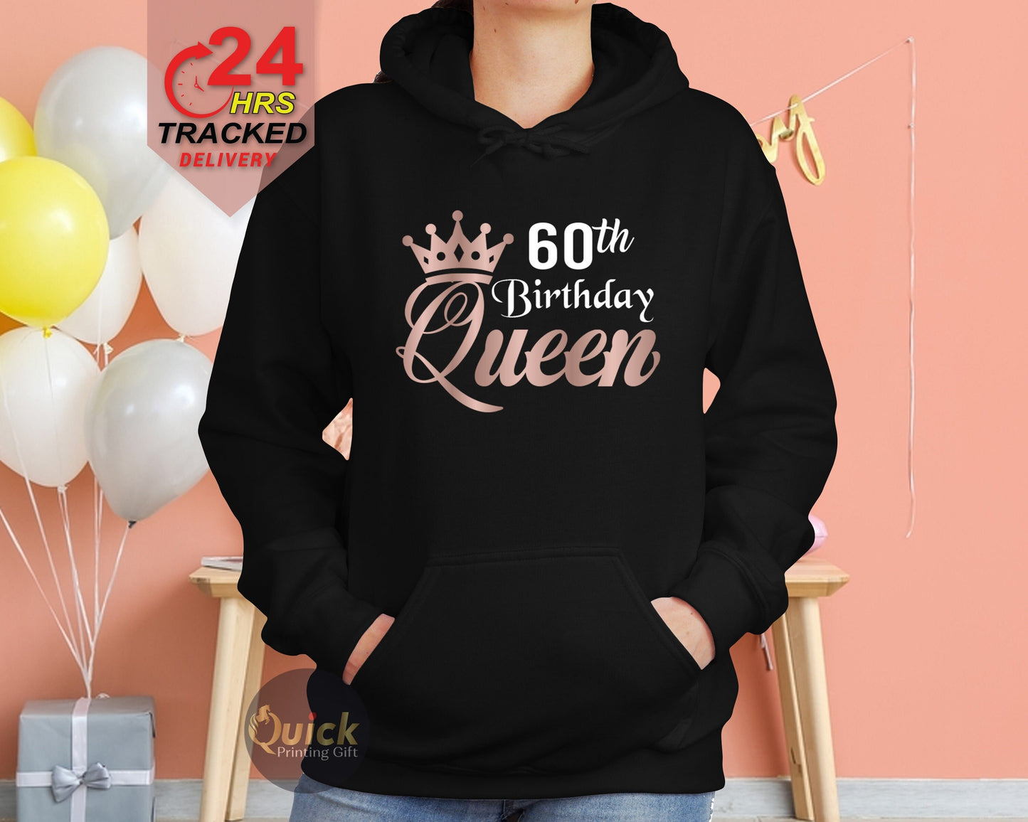 60th Birthday Gifts for Women, 60th Birthday Hoodie, Birthday Queen Hoodie, Vintage Birthday Gift, Personalised Xmas Gifts for Mum Grandma
