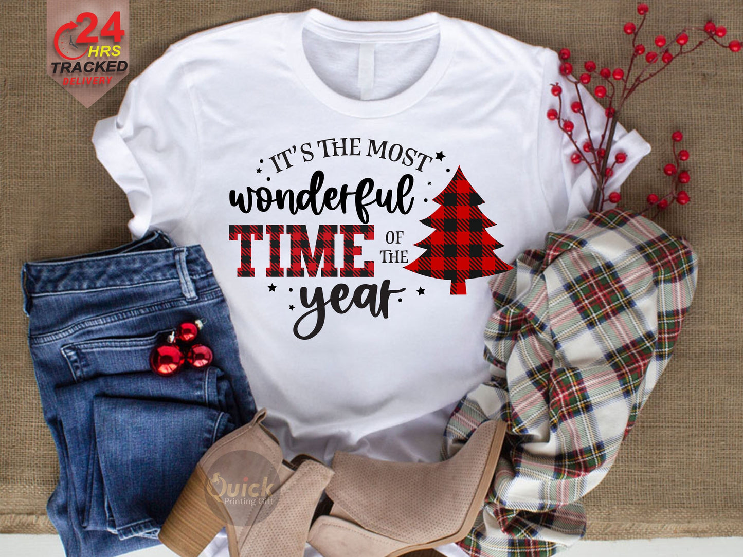 Christmas Shirt for Women, Cute Christmas Tree Shirt Buffalo Plaid, Holiday Family Shirts Top, New Year Shirt, Christmas Gifts for Friend