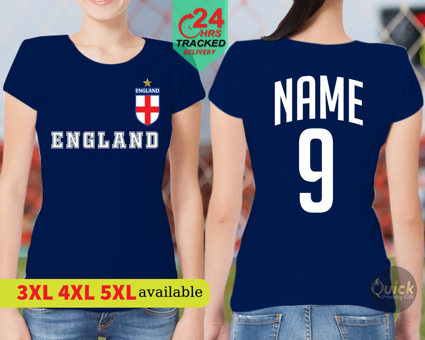 Personalized England Football T-Shirt: Custom Name & Number