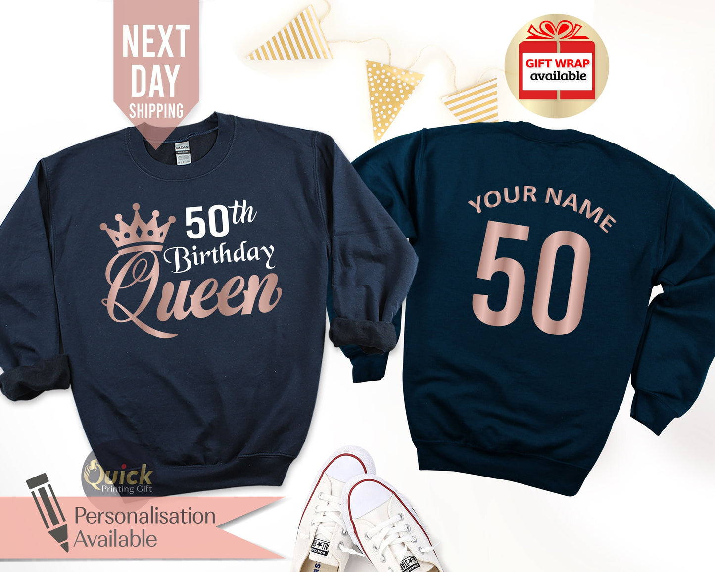 Womens birthday tshirts Queen jumper , Custom Name Women Sweater 1975 Birthday Women Jumper, 40th Birthday Jumper, 50th Birthday sweatshirt
