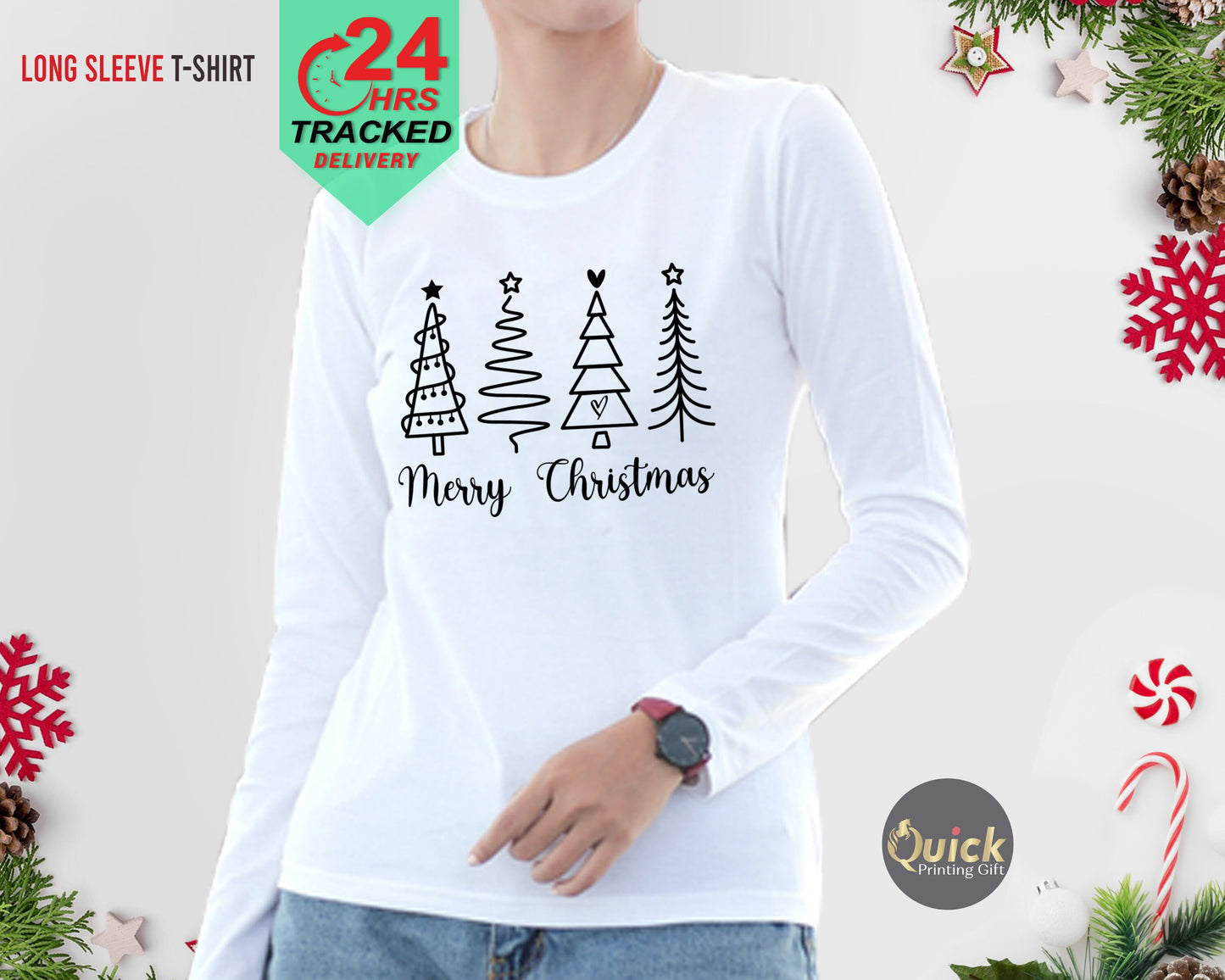 Merry Christmas Long sleeve t shirts, Cute Christmas Shirts for Women Matching Family Christmas Outfit Christmas Top Long Sleeve Holiday top