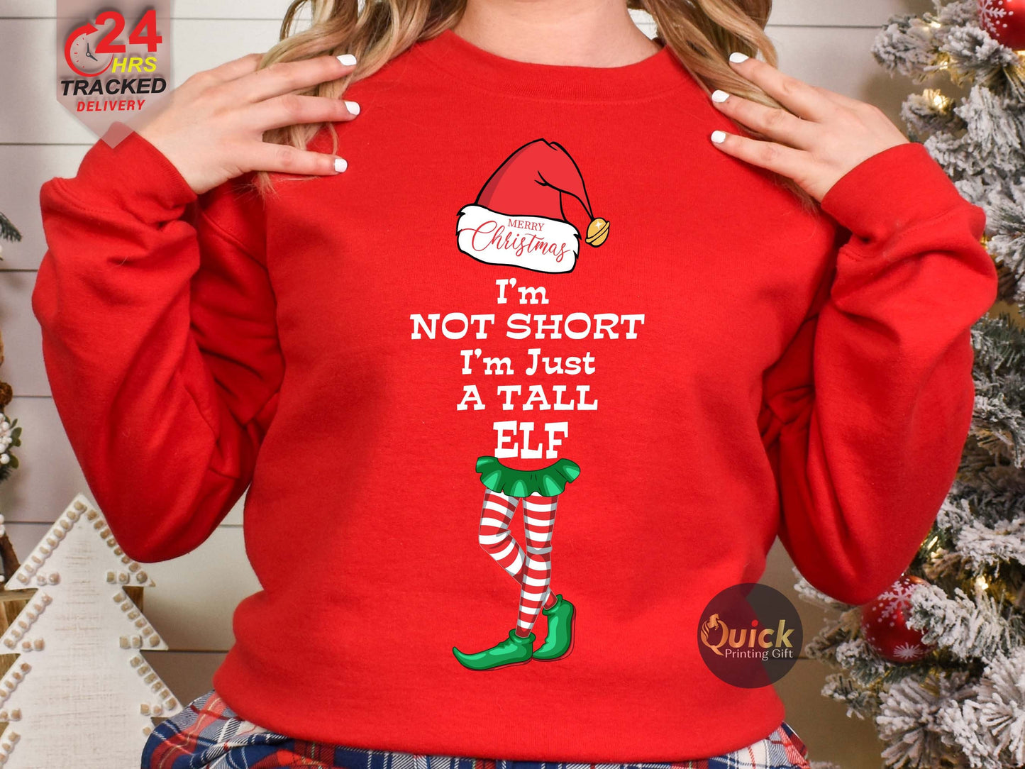 I'm not Short I'm Just a Tall Elf Jumper, Funny Saying Elf Christmas Jumper, Funny Matching Family Christmas Sweatshirt, Christmas Gifts