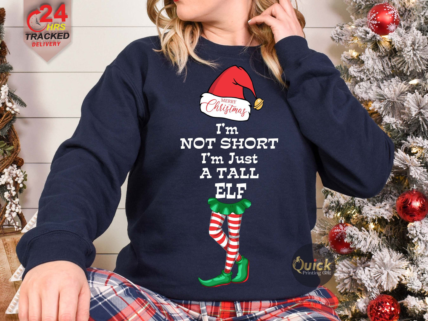 I'm not Short I'm Just a Tall Elf Jumper, Funny Saying Elf Christmas Jumper, Funny Matching Family Christmas Sweatshirt, Christmas Gifts