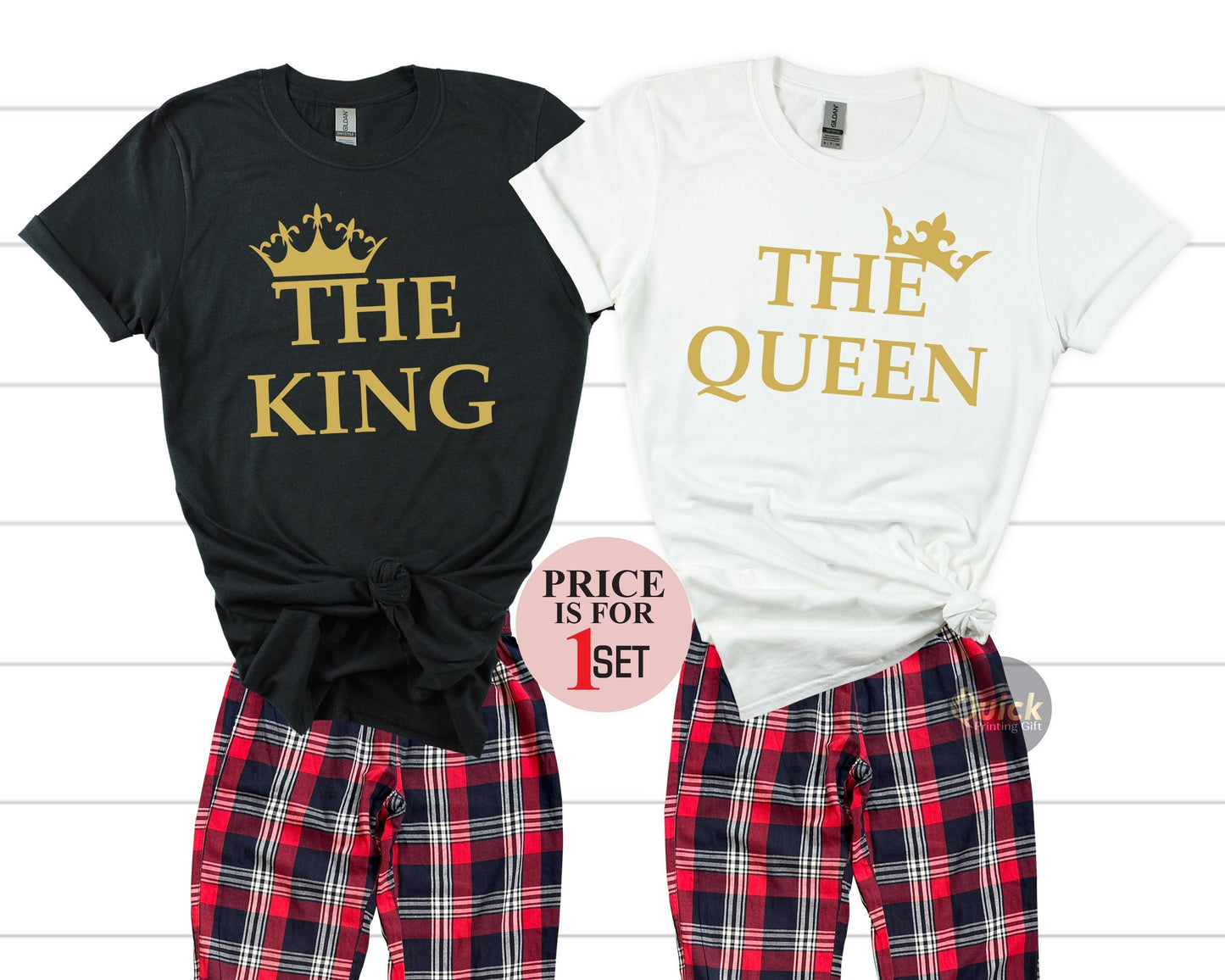 King & Queen Matching Couple Shirt Pajamas, Mr and Mrs Shirt, Valentine Couple Pjs, Mr Mrs Matching Pajamas Set, First Valentines Gift