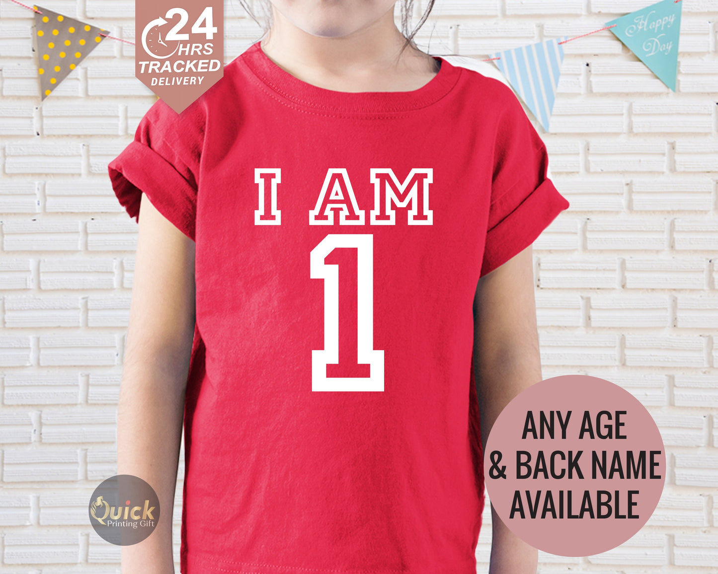 Personalized Birthday T-shirt: "I am 1" Cotton Tee
