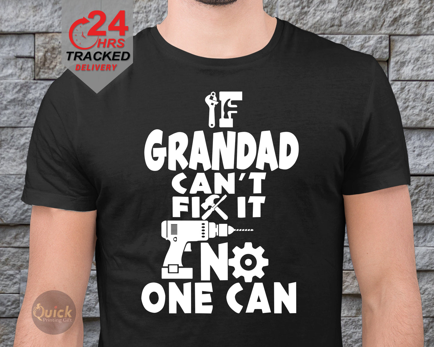 If Grandad Can't Fix it No One Can Tshirt, Father's Day T Shirt, Grandad T-Shirt Funny Tee, Fathers Day Gift for Dad From Grandchildren