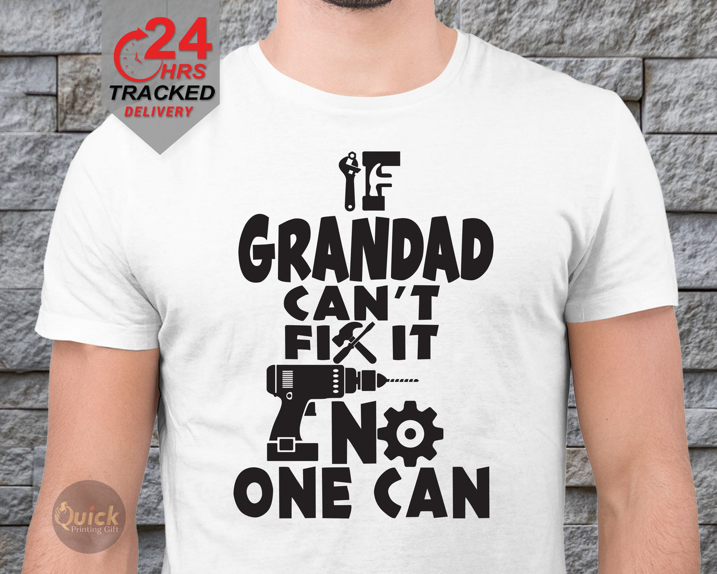 If Grandad Can't Fix it No One Can Tshirt, Father's Day T Shirt, Grandad T-Shirt Funny Tee, Fathers Day Gift for Dad From Grandchildren