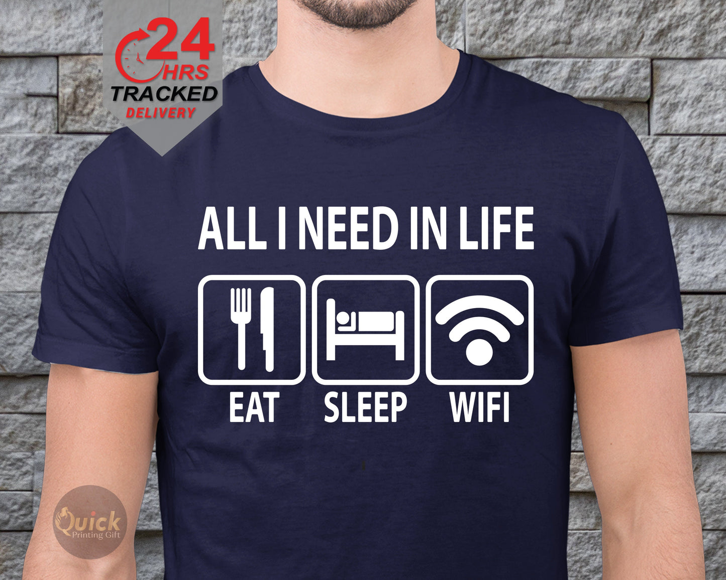 Gift For Teenager All I Need in Life Food Pizza Sleep WiFi TShirt Funny Slogan Tee, Fathers day tshirt, Men's Fun Gift Novelty Shirt