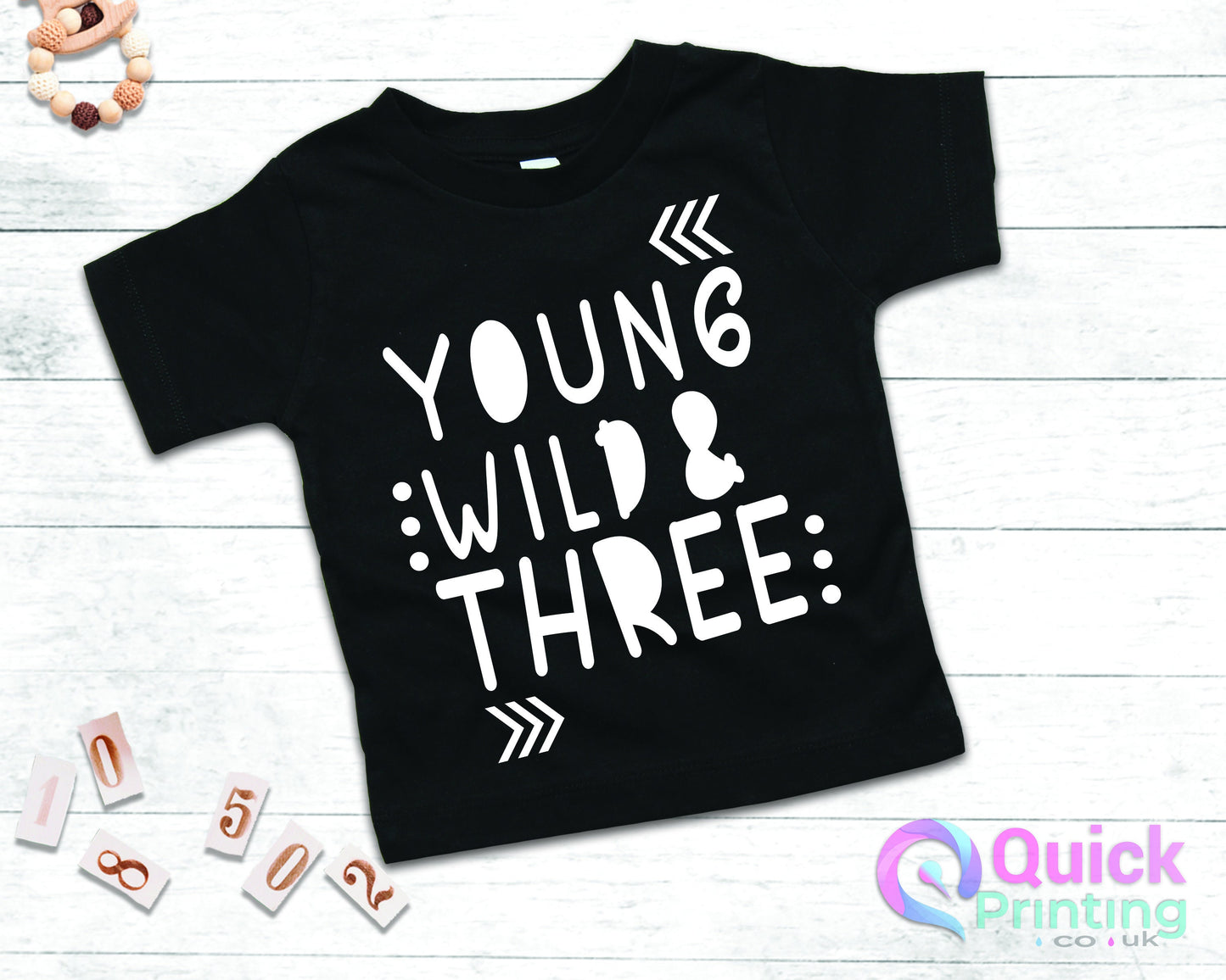 Young Wild Three Birthday T-shirt: Personalized Kids 3rd Birthday Outfit