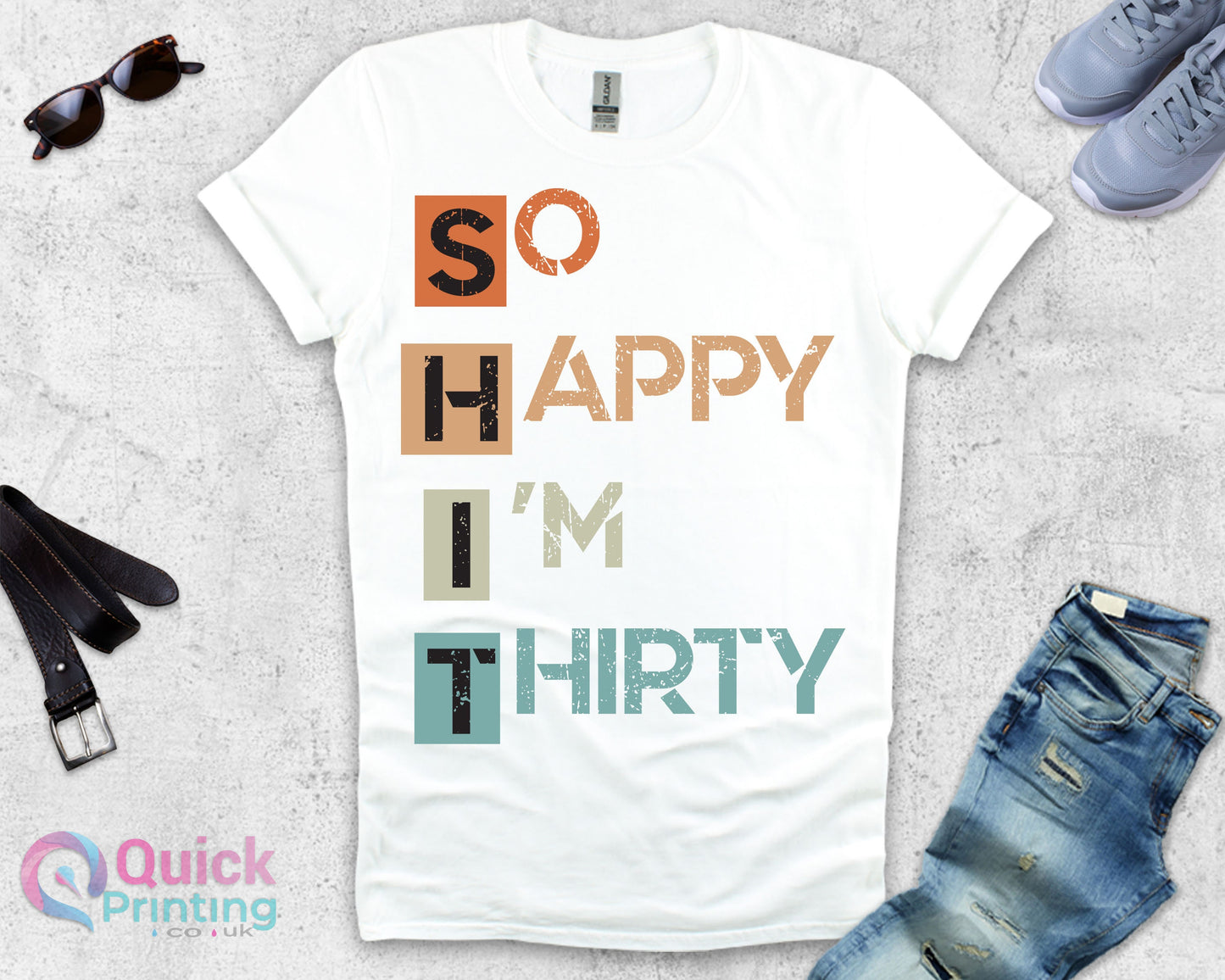 So Happy I'm Thirty T-shirt, 30th Birthday Shirts, Born In 1995 Tshirt, Thirtieth Top 1995 Birthday Tshirt UK, Ladies 30th Birthday Tops Tee