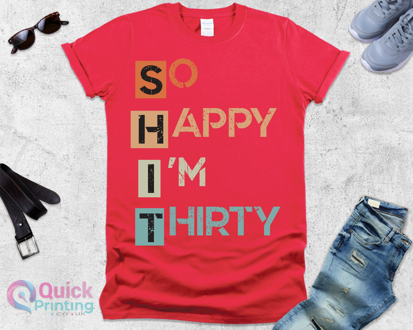 So Happy I'm Thirty T-shirt, 30th Birthday Shirts, Born In 1995 Tshirt, Thirtieth Top 1995 Birthday Tshirt UK, Ladies 30th Birthday Tops Tee