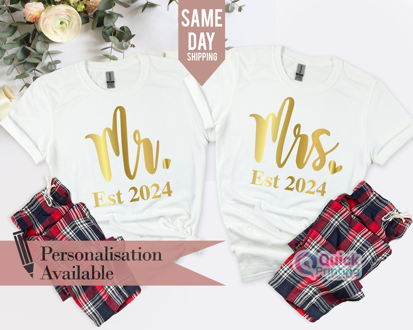 Mr Mrs Tshirt 2024, Hubby Wifey Shirts, Bride Groom Tshirt, Newlywed Tshirt Gift, Honeymoon Couple Tshirt, Wedding Gift for her him gifts