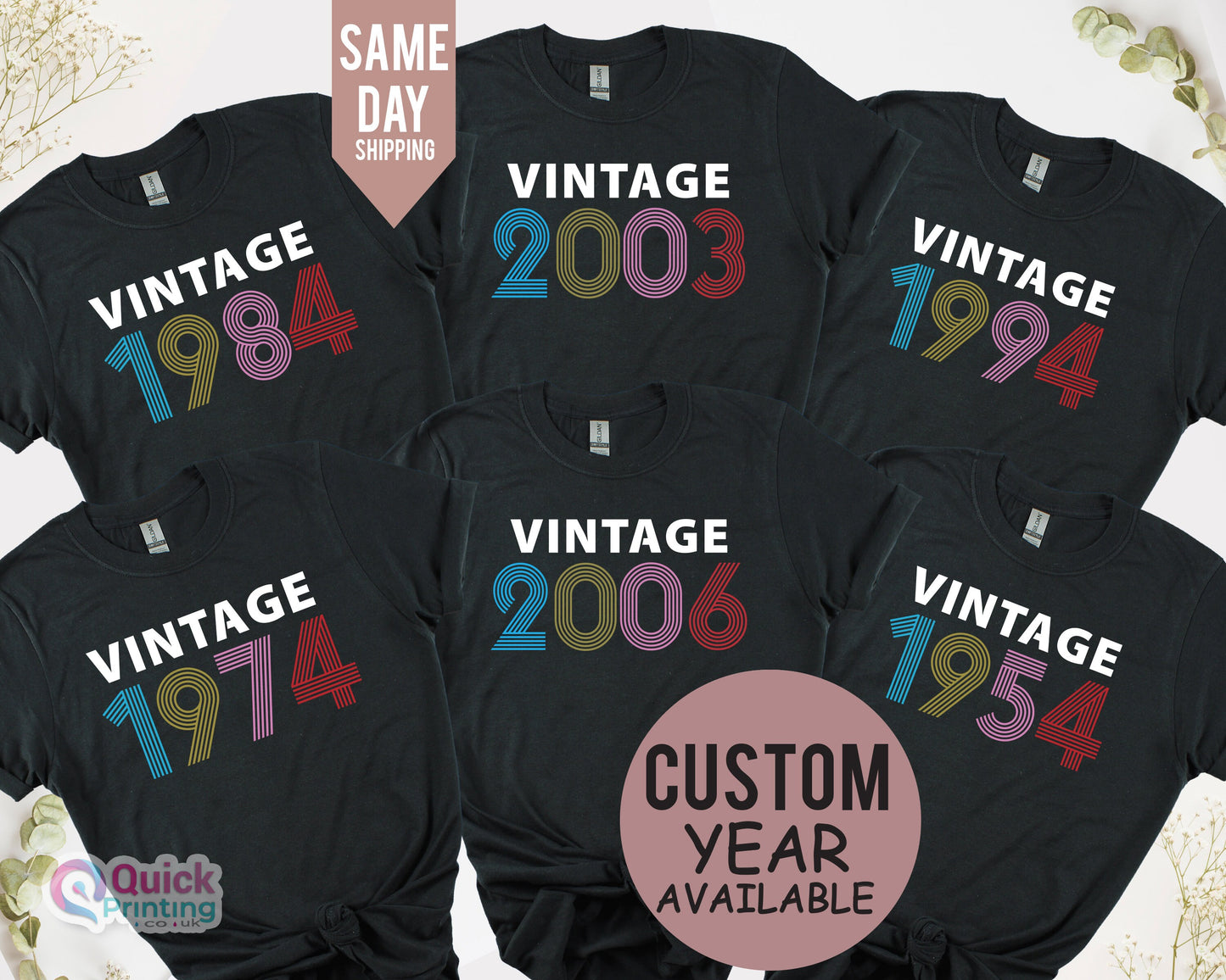 Vintage 70th 60th 50th 40th 30th 21st 18th Birthday Shirt, 50th Birthday Tshirt, Vintage 19754 Birthday Shirt, Birthday Gift for Mum Grandpa