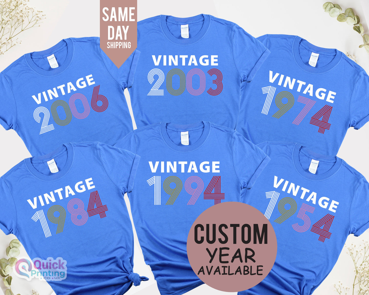 Vintage 70th 60th 50th 40th 30th 21st 18th Birthday Shirt, 50th Birthday Tshirt, Vintage 19754 Birthday Shirt, Birthday Gift for Mum Grandpa