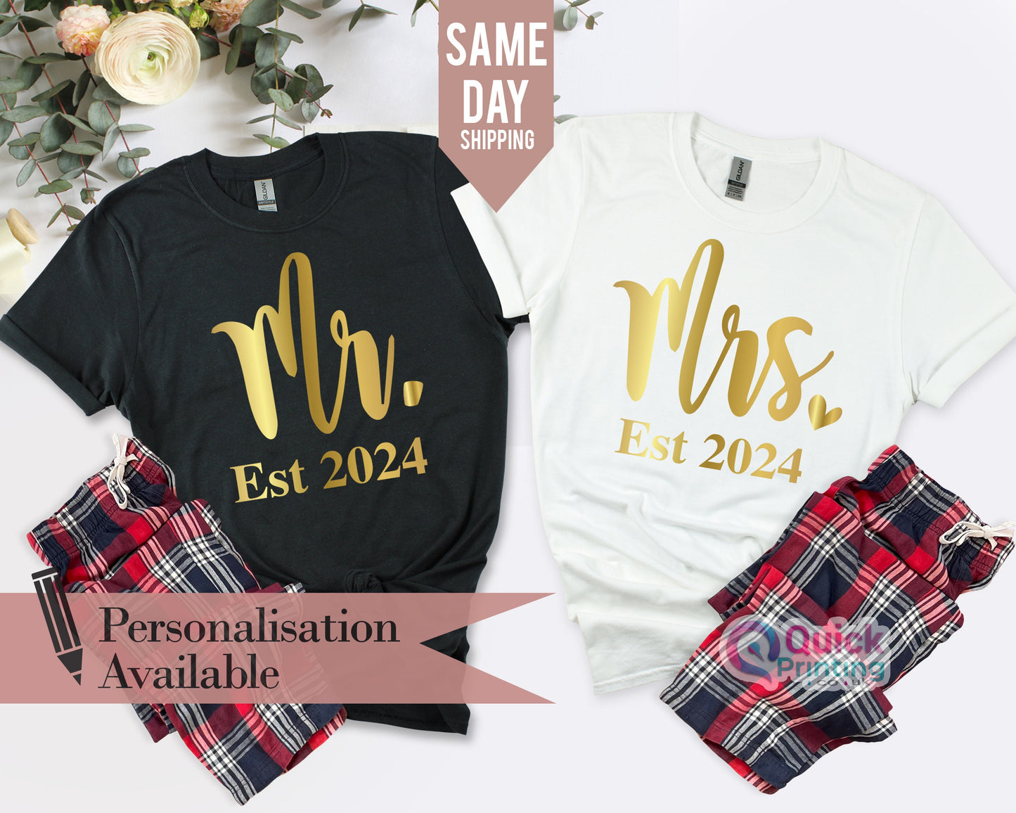 Mr Mrs Tshirt 2024, Hubby Wifey Shirts, Bride Groom Tshirt, Newlywed Tshirt Gift, Honeymoon Couple Tshirt, Wedding Gift for her him gifts