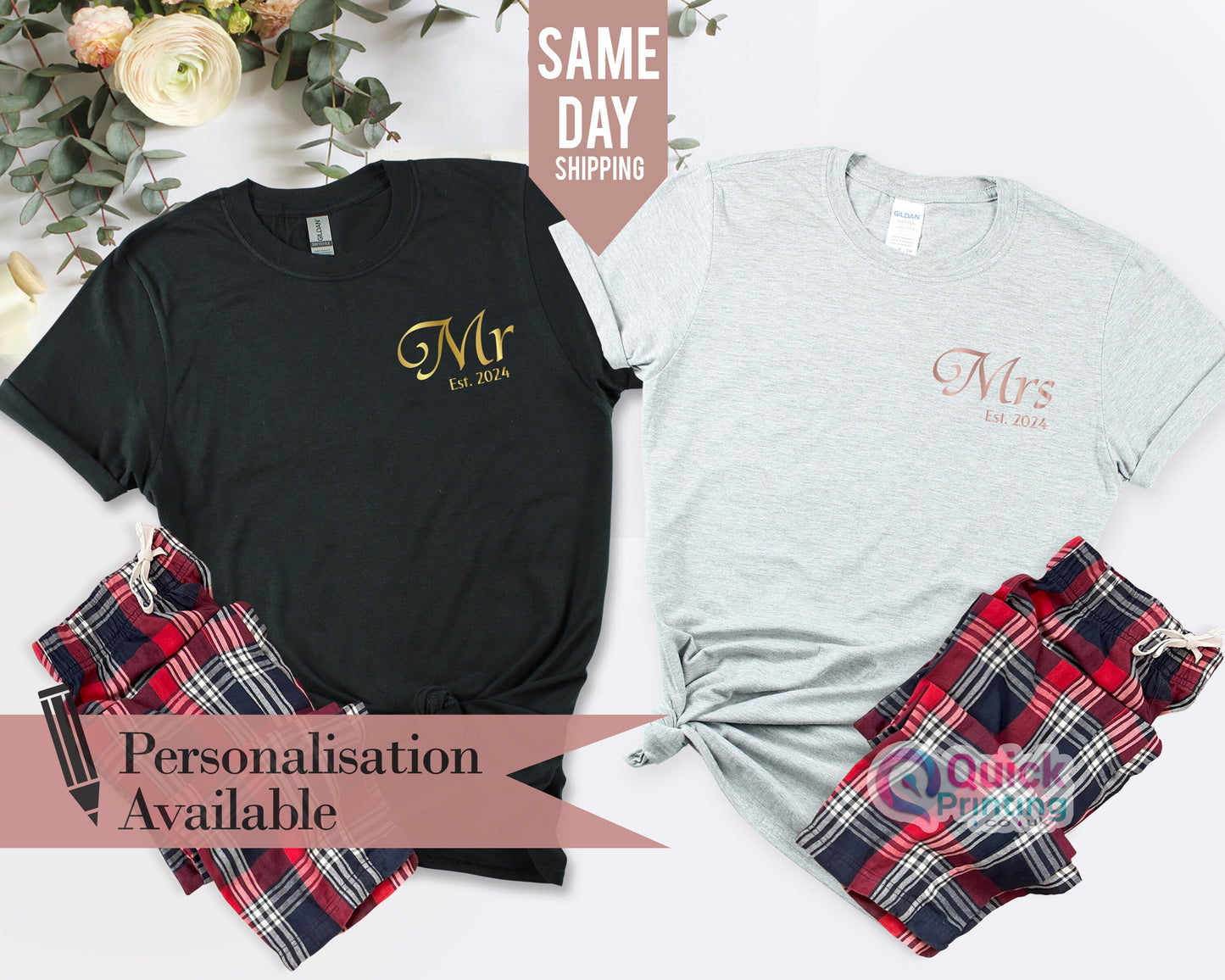 Mr Mrs Matching Couple Valentine Tshirt 2024, Hubby Wifey Shirts, Bride Groom Tshirt, Newlywed Tshirt Gift, Valentine Gift for her him