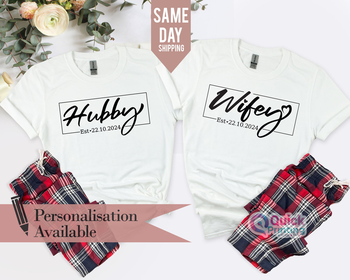 Personalized Hubby Wifey T-Shirts: Matching Couple Shirts