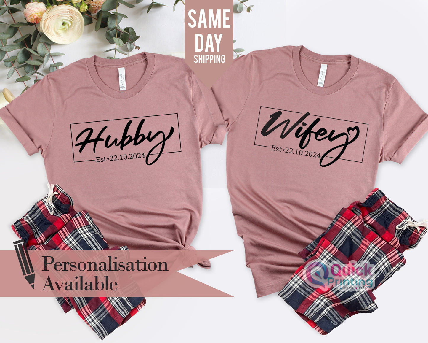 Personalized Hubby Wifey T-Shirts: Matching Couple Shirts