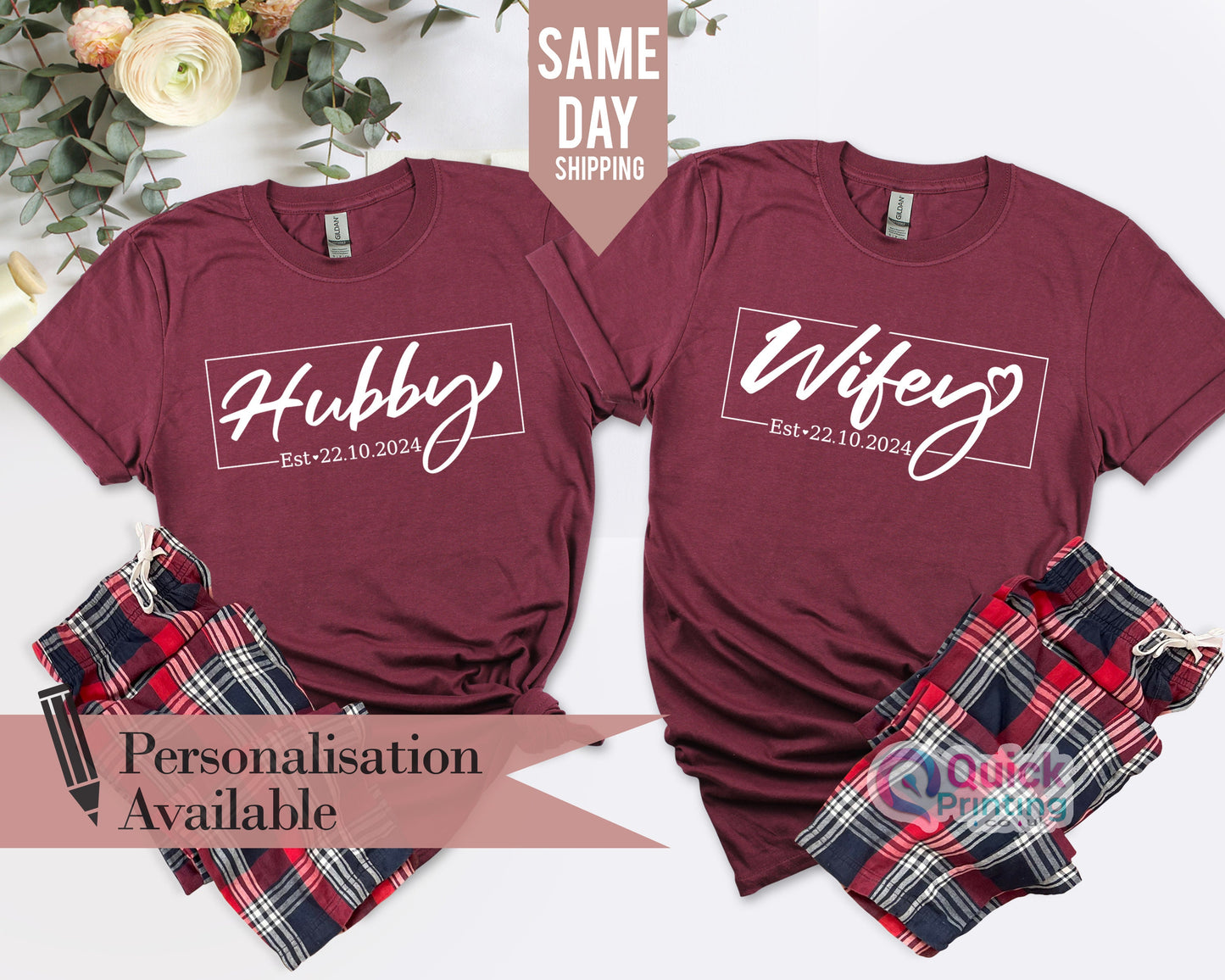Personalized Hubby Wifey T-Shirts: Matching Couple Shirts