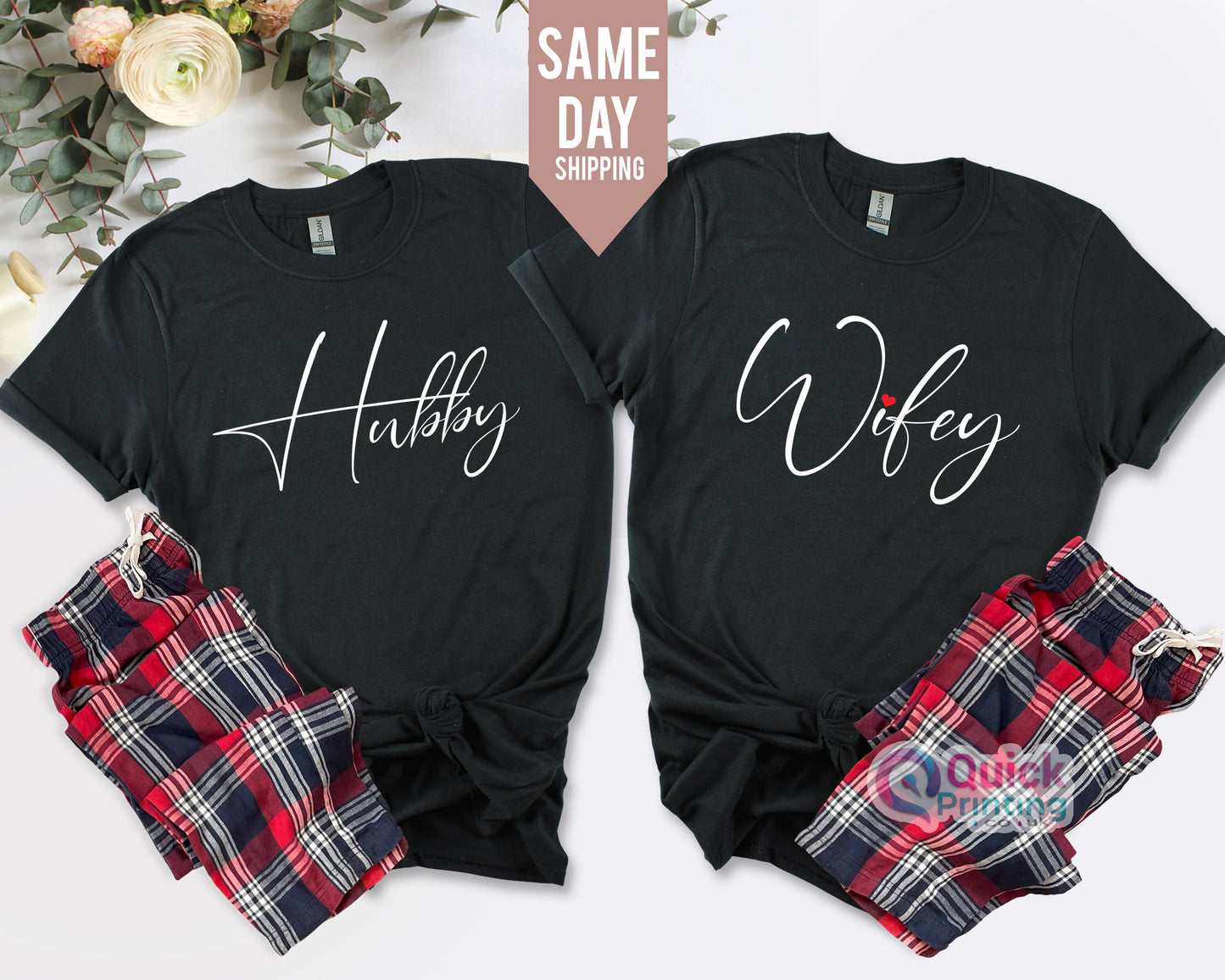 Hubby Wifey Matching Valentine Couple Shirts, Custom Year Wifey Hubby, Girlfriend Gift Unisex Wedding Gift Husband Crewneck, Couple Tshirt
