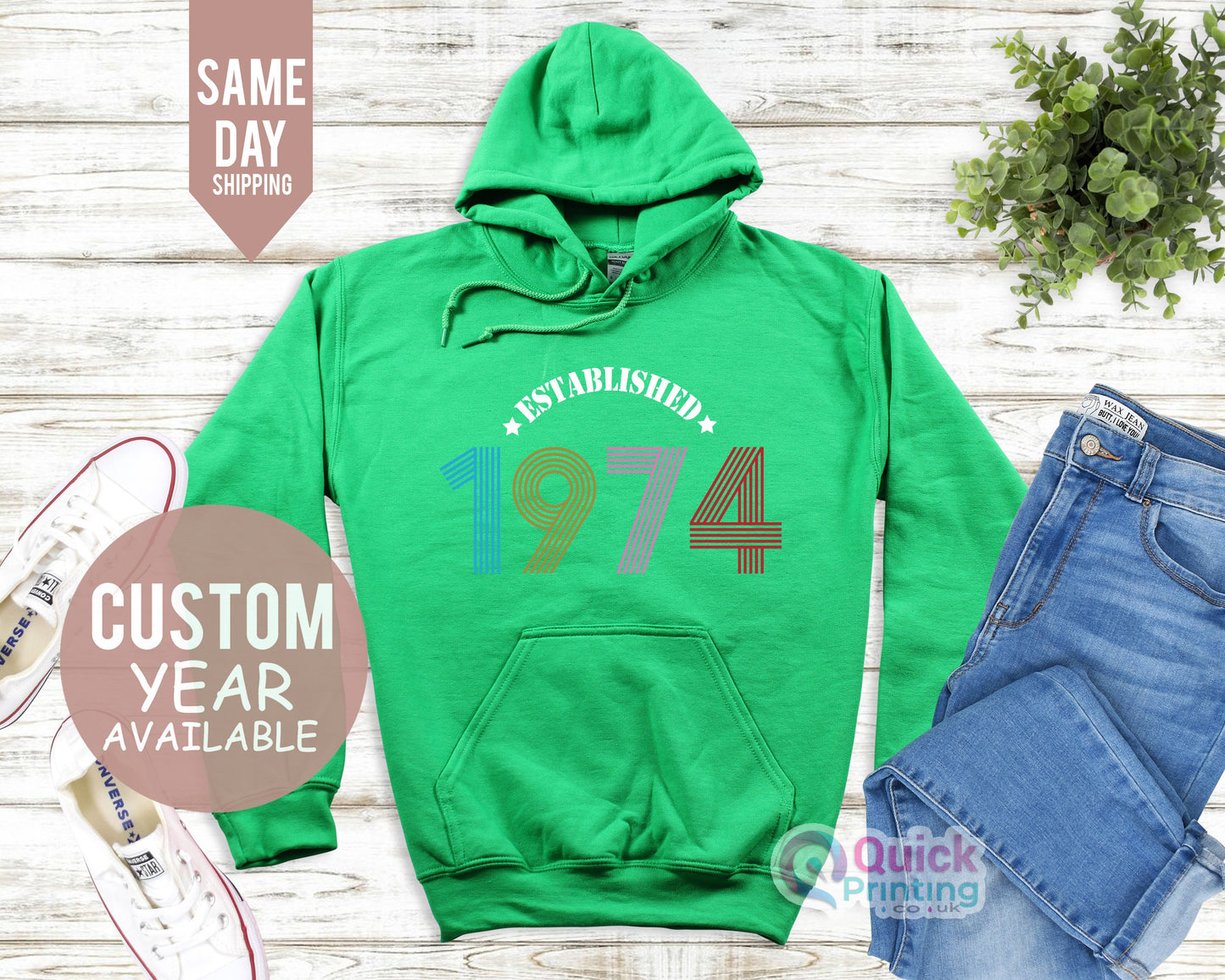 Established 1974 Birthday Hoodie, 50th Birthday Hoodies UK, 50th Birthday Gifts for Women Men, Vintage Birthday Gifts for Dad Mum