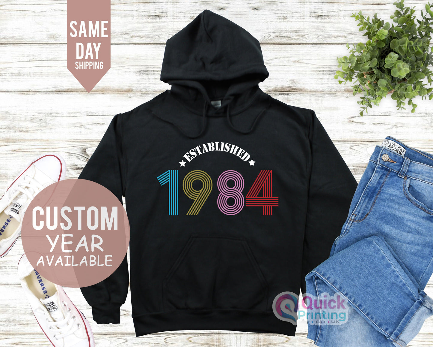 Established 1984 Birthday Hoodie, 40th Birthday Hoodies UK, 40th Birthday Gifts for Women Men, Personalised Birthday Gift for Dad Mum