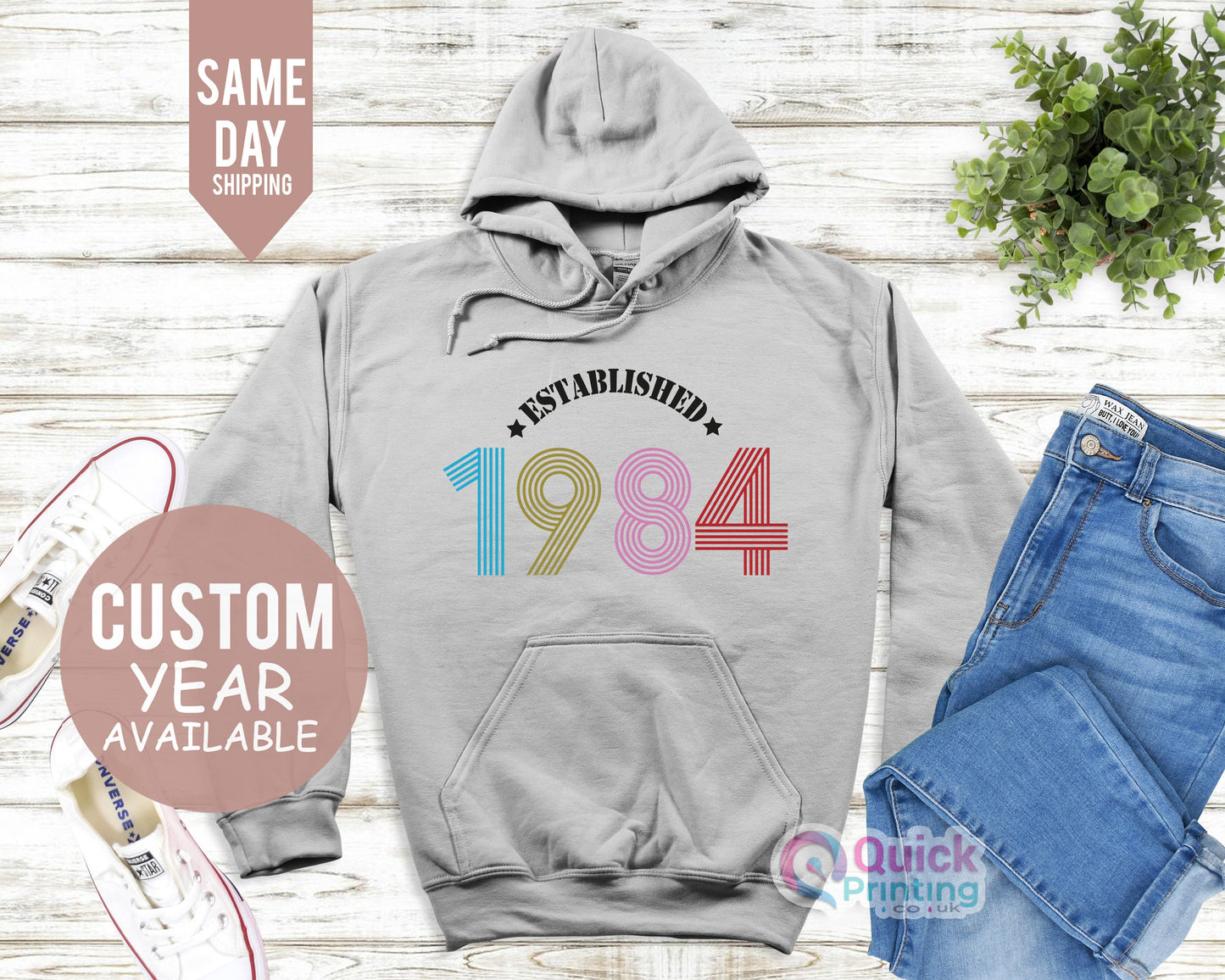 Established 1984 Birthday Hoodie, 40th Birthday Hoodies UK, 40th Birthday Gifts for Women Men, Personalised Birthday Gift for Dad Mum