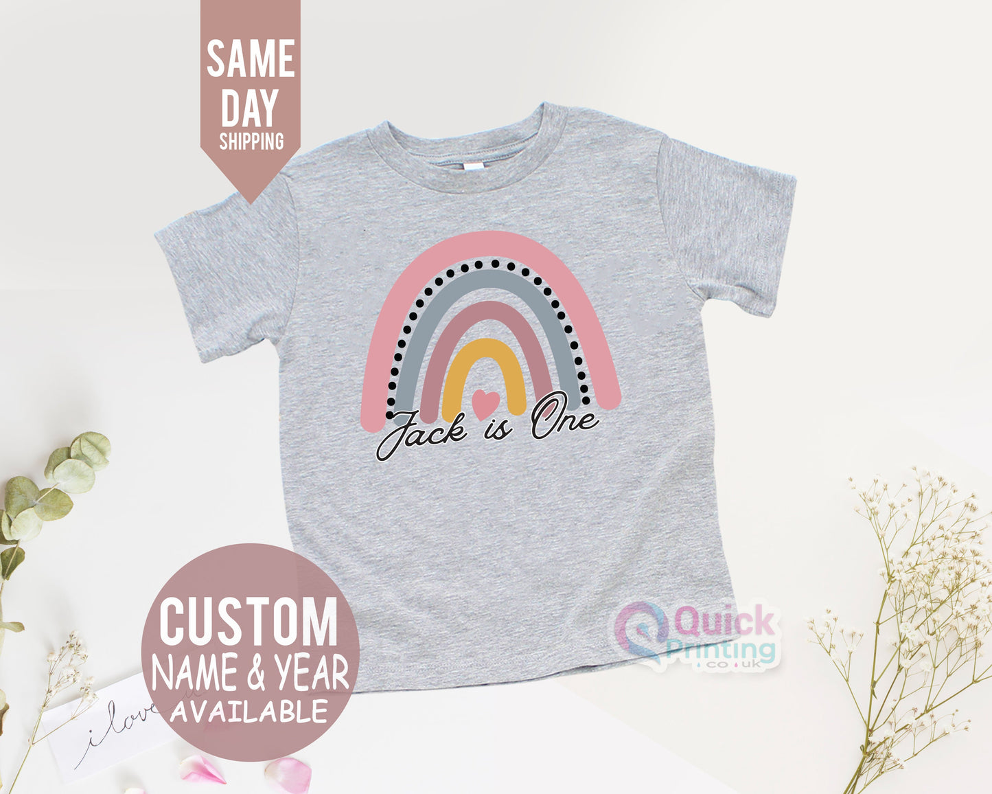 Personalized Rainbow Kids T-Shirt: Custom Name & Age