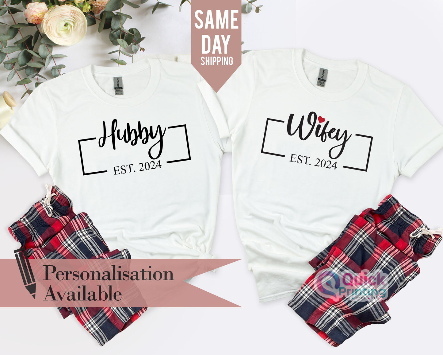 Hubby Wifey Matching Valentine Couple Shirts, Mr Mrs Tshirt 2025, Just Married Tshirt, Honeymoon Tshirt, Valentine Gift for Wife Husband
