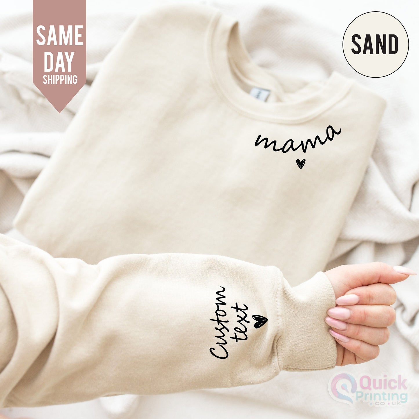 Personalized Mum Sweatshirt, Custom Mama Sweatshirt with Name on Sleeve, Mom Jumper, Minimalist Mummy jumper, Christmas Gift for Mum,