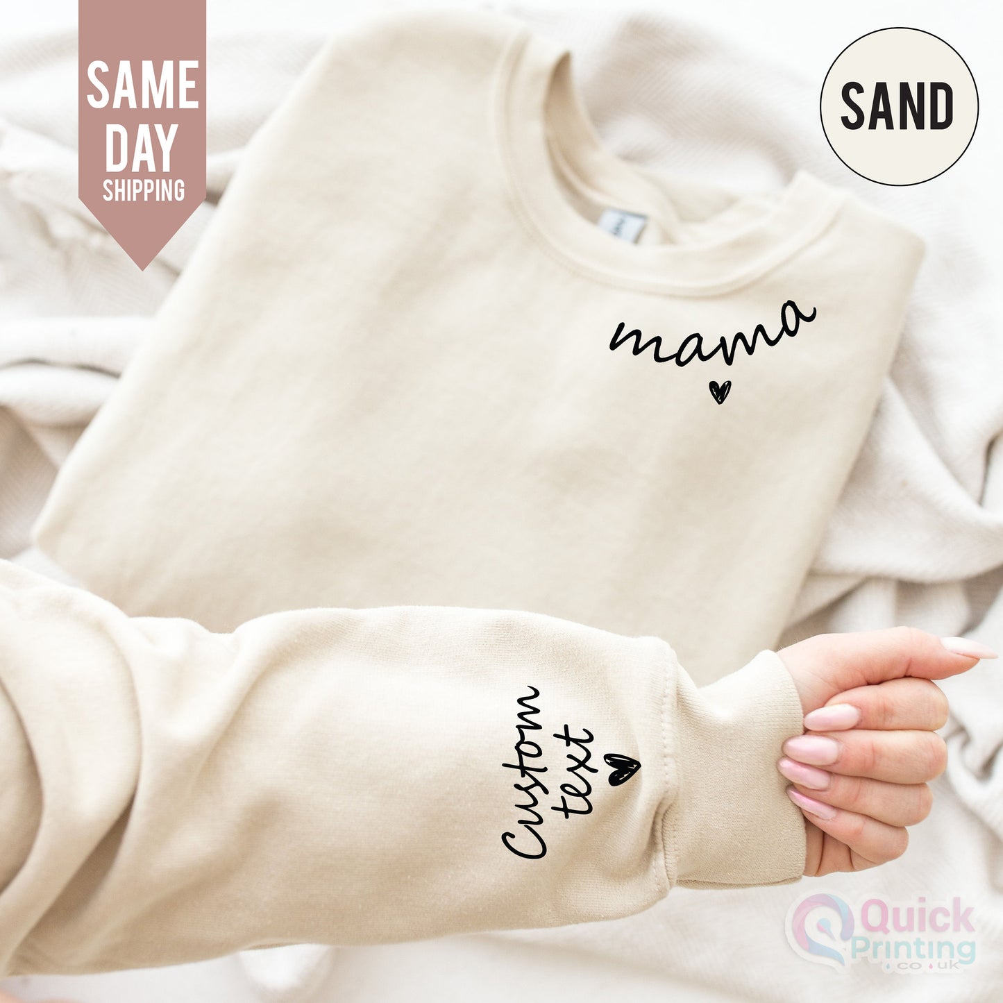 Personalized Mum Sweatshirt, Custom Mama Sweatshirt with Name on Sleeve, Mom Jumper, Minimalist Mummy jumper, Christmas Gift for Mum,