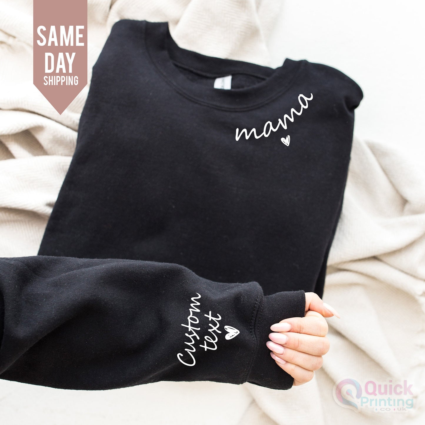 Personalized Mum Sweatshirt, Custom Mama Sweatshirt with Name on Sleeve, Mom Jumper, Minimalist Mummy jumper, Christmas Gift for Mum,