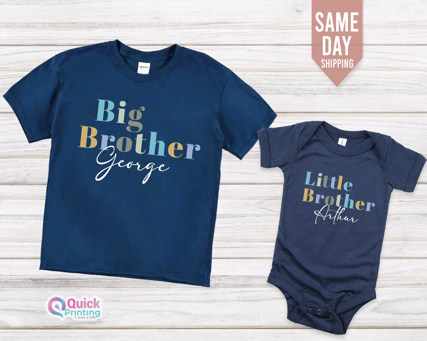 Custom Text Tshirt, Big brother shirt, little brother baby grow, baby bodysuit matching brothers tshirts, big brother little brother Tshirt