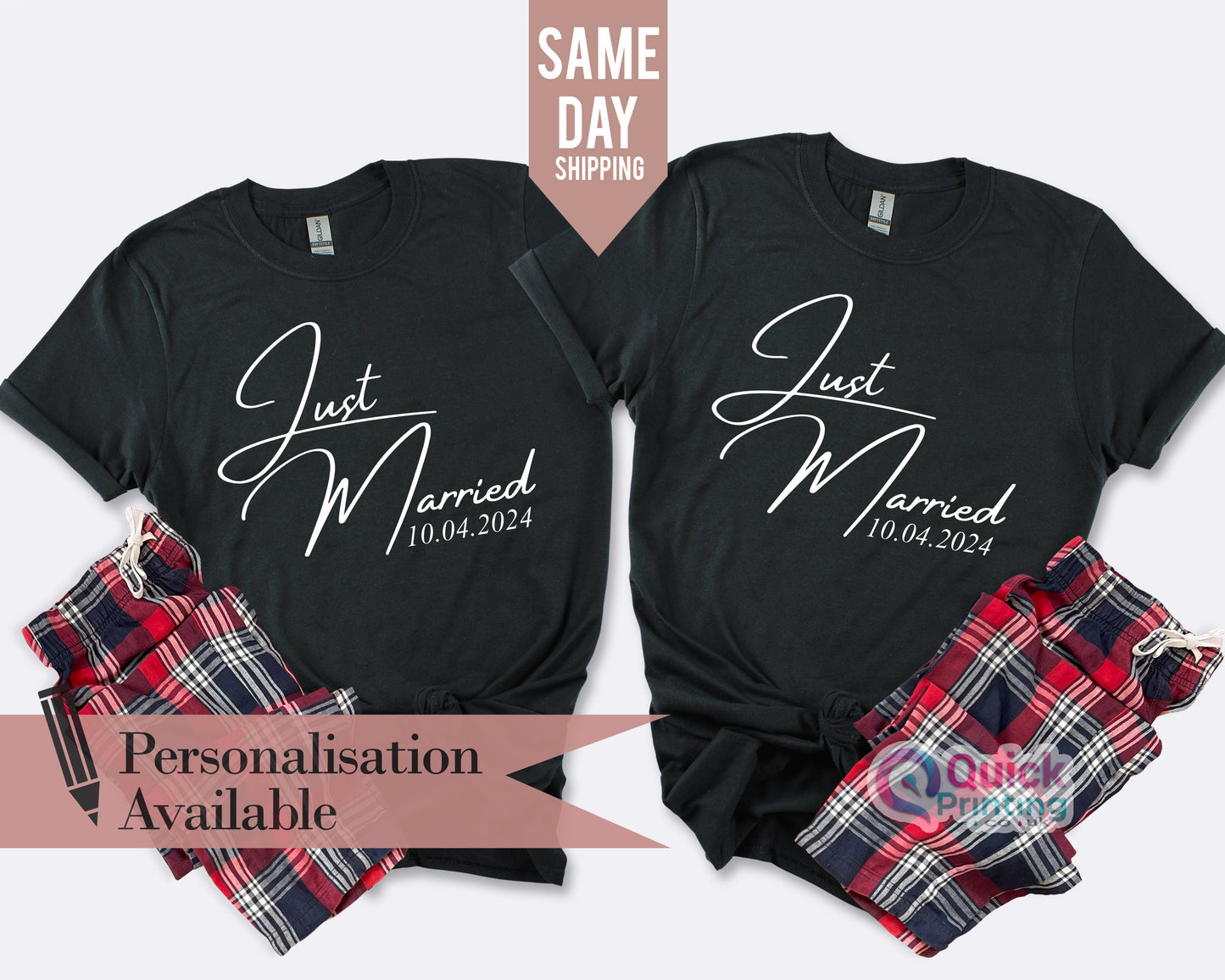 Personalized Just Married T-Shirt: Matching Wedding Tee