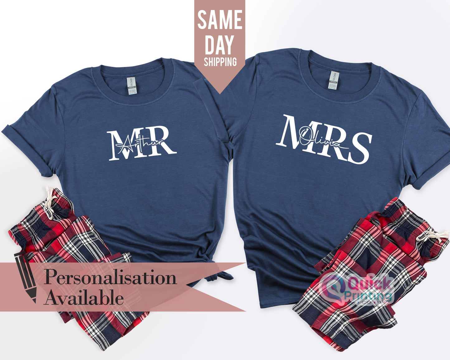 Custom Mr. Mrs. Tshirt, Mr And Mrs With Name Tee, Gift for New Bride, Future Mrs. and Mr. Shirt, Engagement Gift, Couple Anniversary Gift