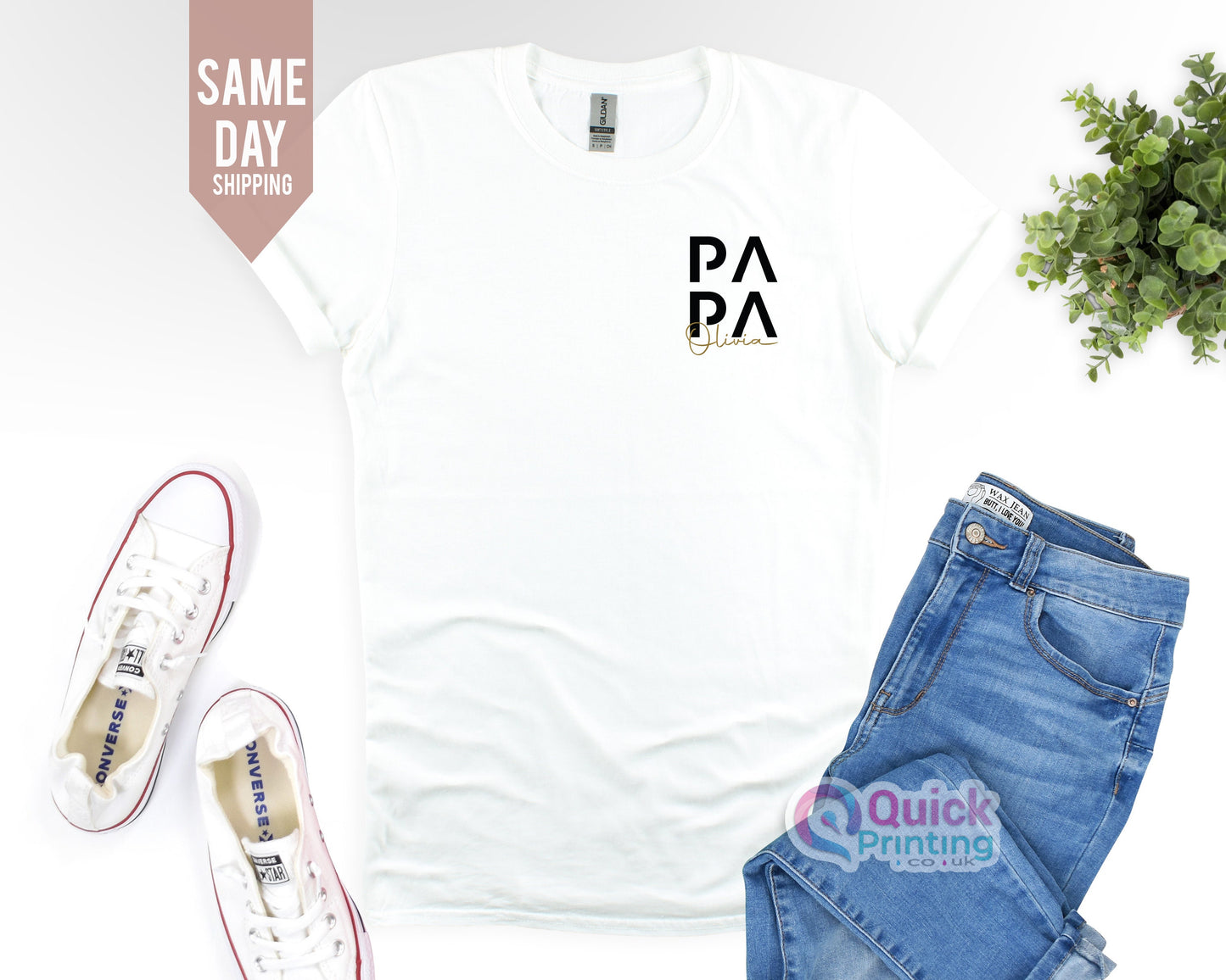 Personalized Papa T-Shirt: Custom Kids Name Dad Gift